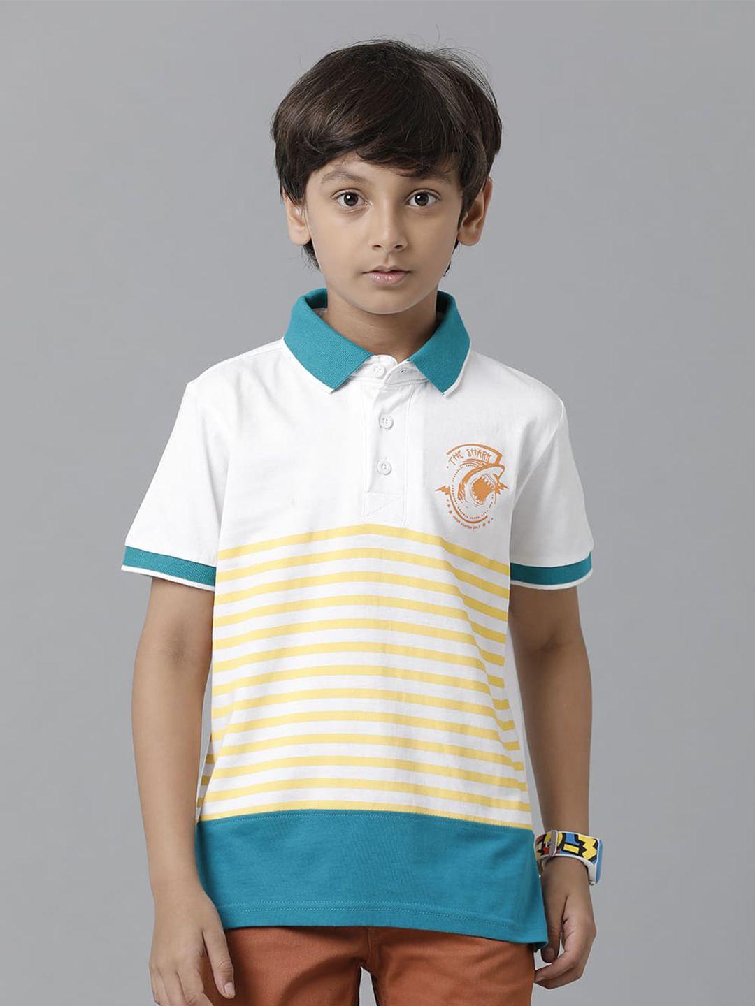 under fourteen only boys striped polo collar cotton t-shirt