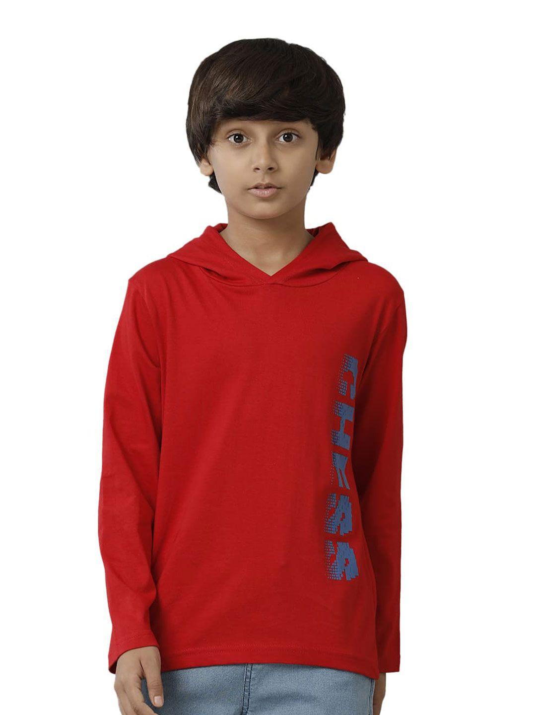 under fourteen only boys typography printed hooded cotton t-shirt