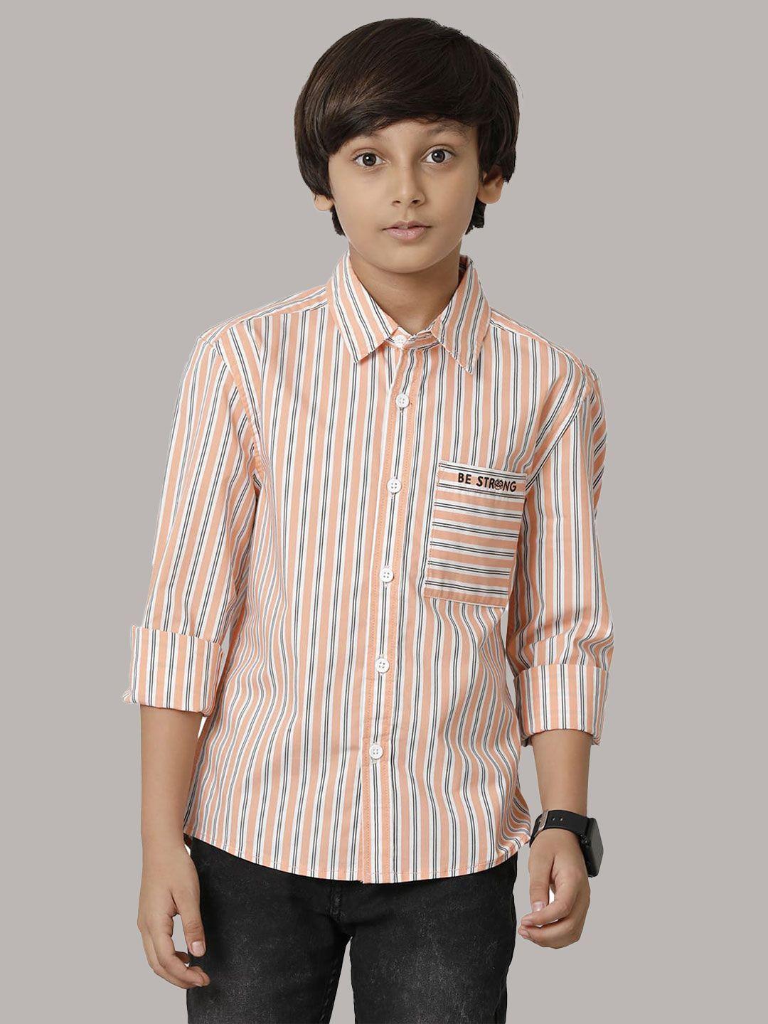 under fourteen only boys vertical striped cotton casual shirt
