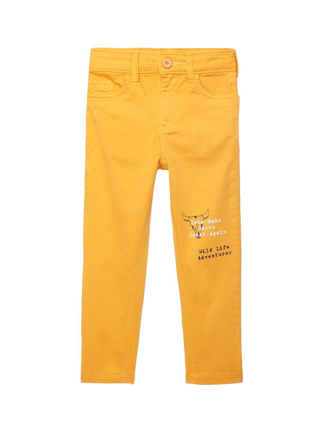 under fourteen only boys yellow slim fit trousers