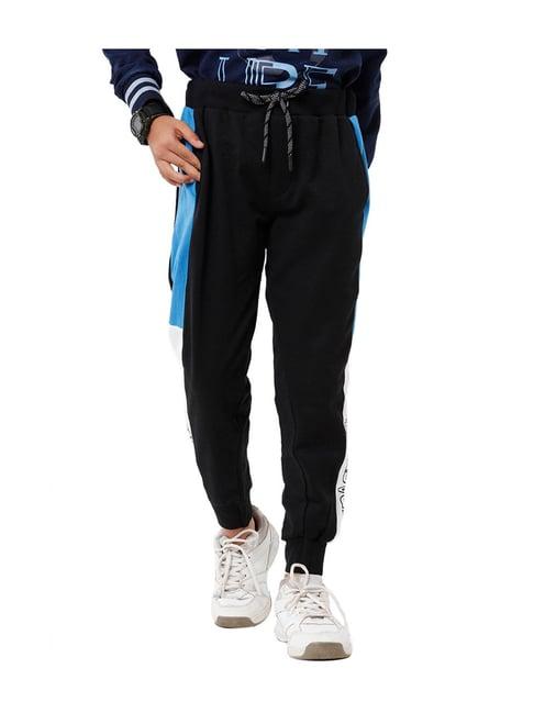 under fourteen only kids black & blue printed joggers