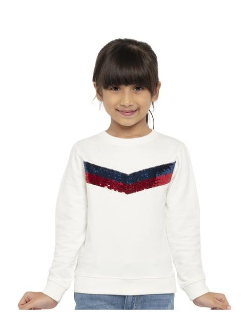 under fourteen only kids off-white embellished full sleeves sweatshirt