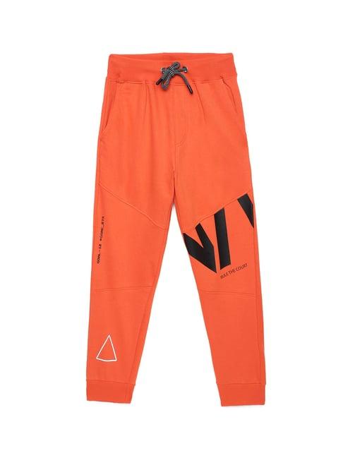 under fourteen only kids orange printed joggers