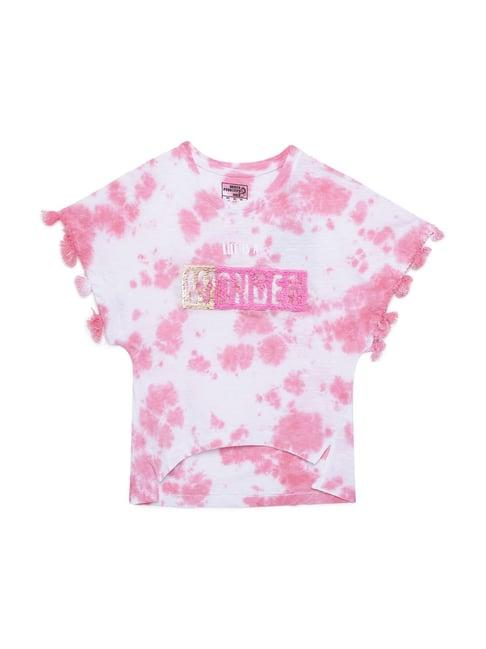 under fourteen only kids pink & white printed top