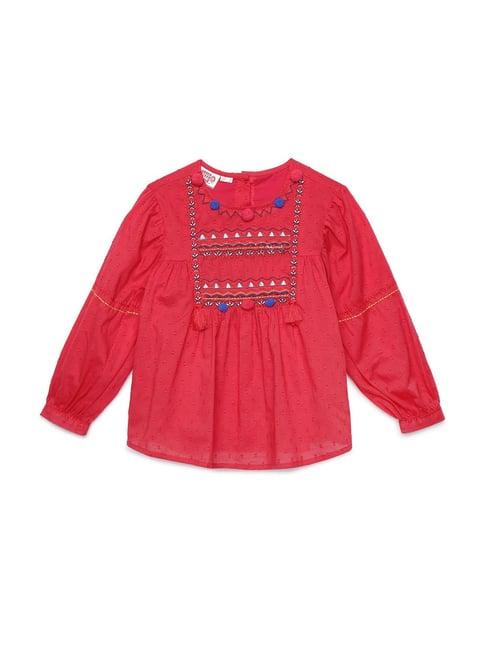 under fourteen only kids pink embroidered top