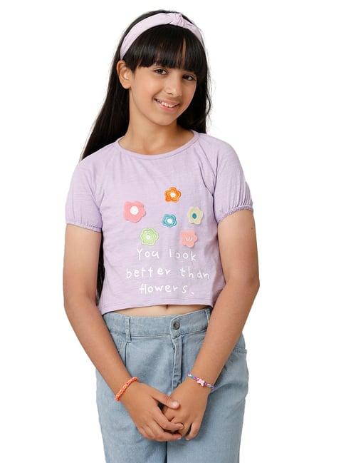 under fourteen only kids purple embroidered top