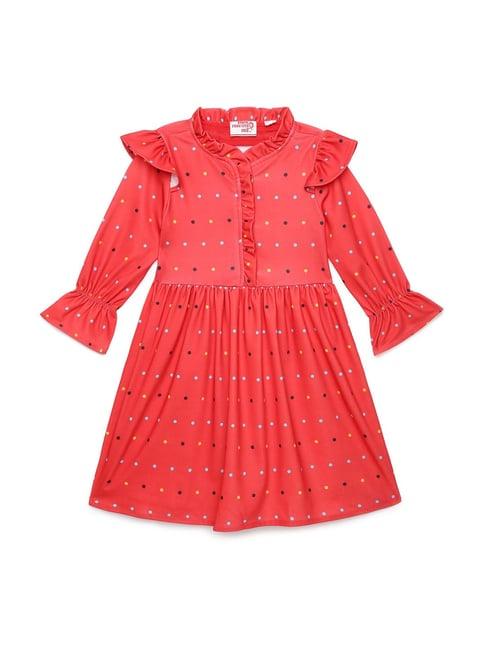 under fourteen only kids red printed dress