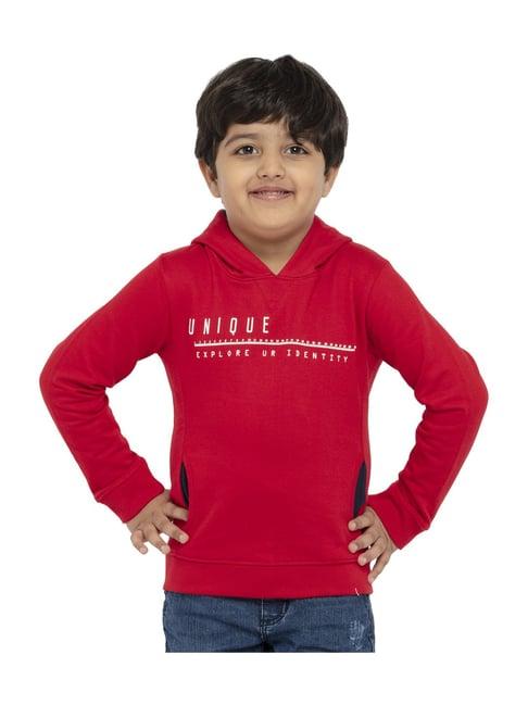 under fourteen only kids red printed full sleeves sweatshirt