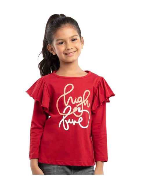 under fourteen only kids red printed full sleeves top