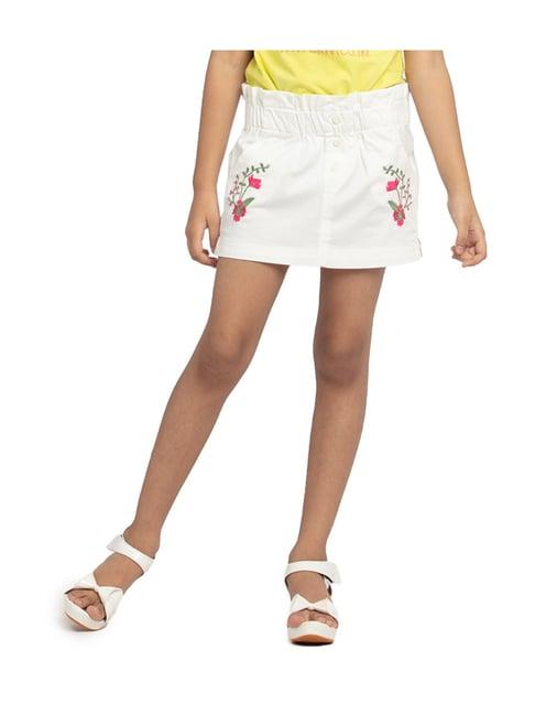 under fourteen only kids white embroidered skirt