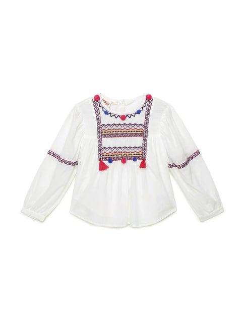 under fourteen only kids white embroidered top