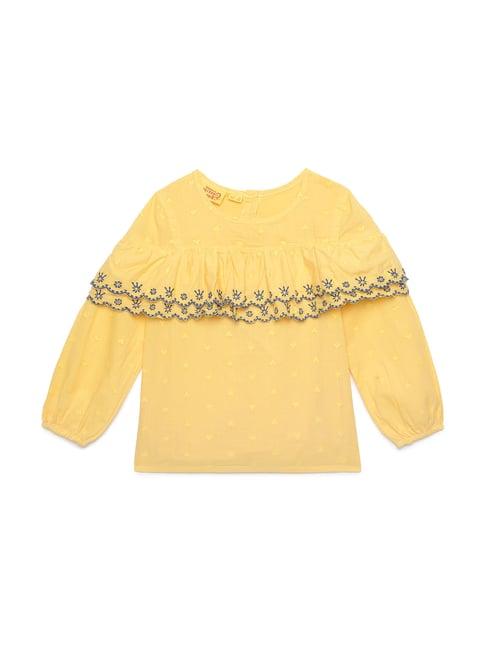 under fourteen only kids yellow embroidered top