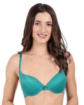 under-wired push-up bra with bow accent