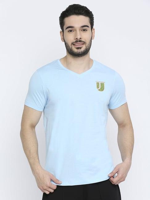 underjeans by spykar blue regular fit t-shirt