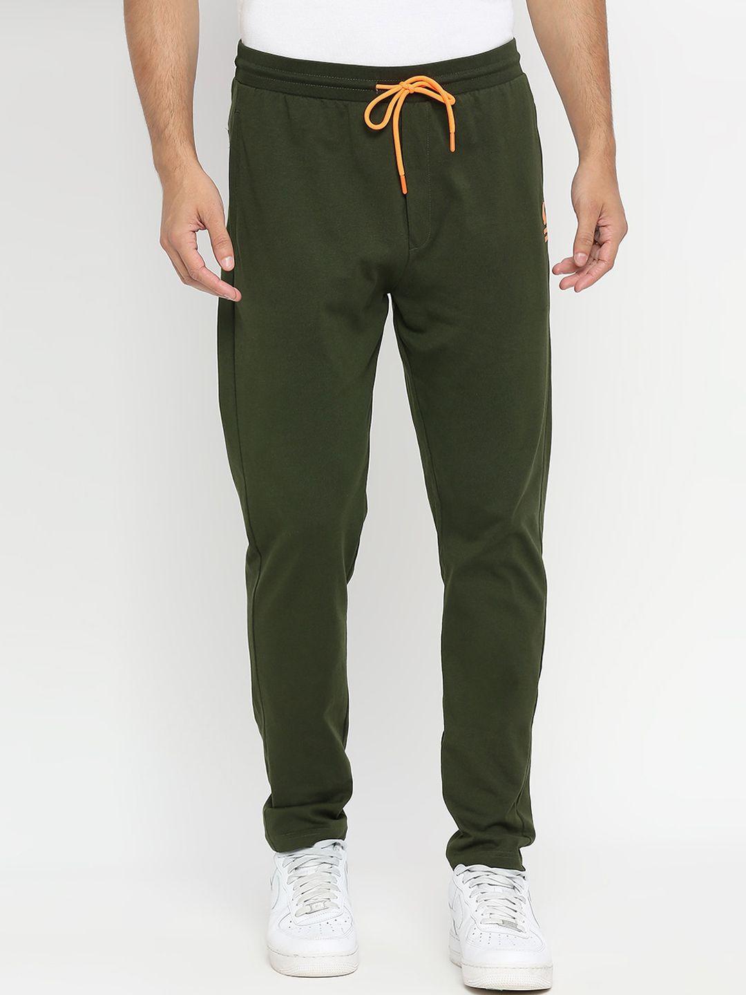 underjeans by spykar men olive green solid trackpants