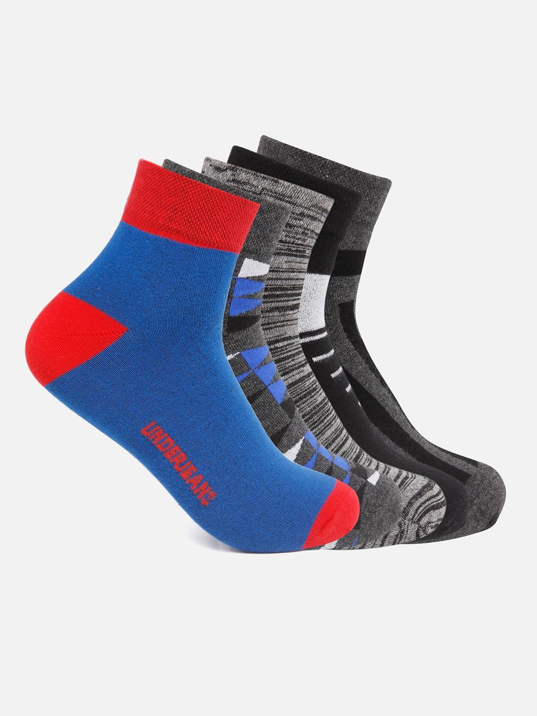 underjeans by spykar men pack of 5 ankle length (non terry) socks