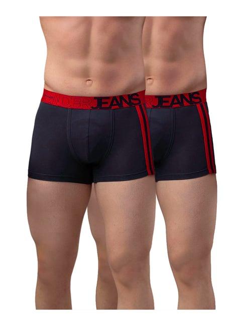 underjeans by spykar navy & red striped trunks - pack of 2