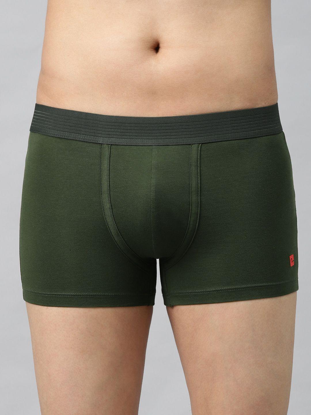 underjeans by spykar olive green solid trunk 8907966458536