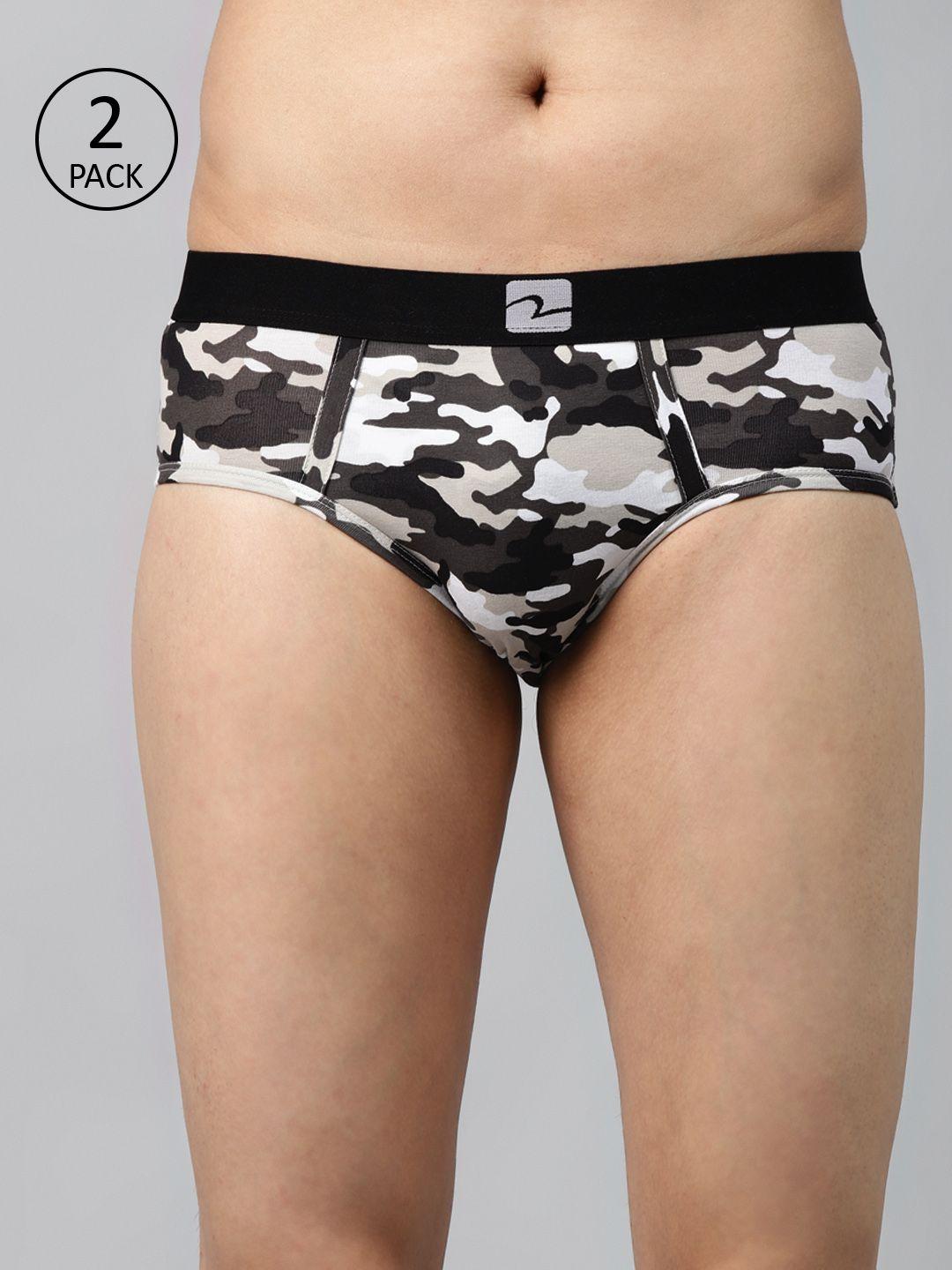 underjeans by spykar pack of 2 charcoal grey & white camouflage print briefs 8907966429857
