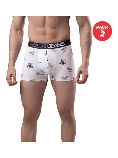underjeans by spykar white printed trunks - pack of 2