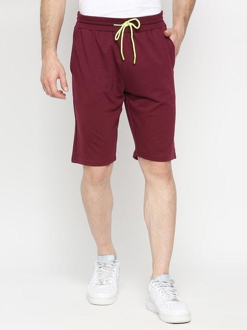 underjeans by spykar wine regular fit shorts