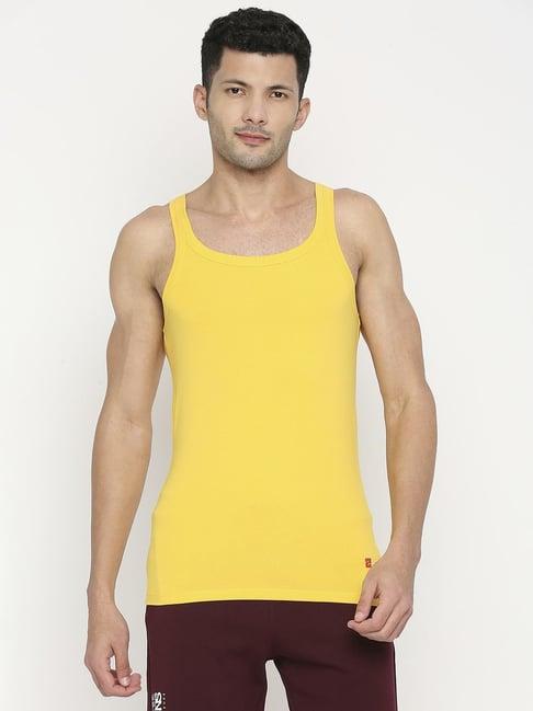underjeans by spykar yellow regular fit vest