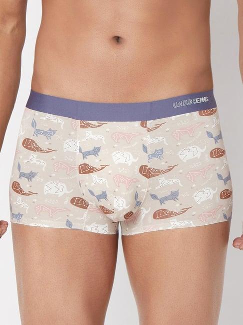 underjeans by spykar beige printed trunks