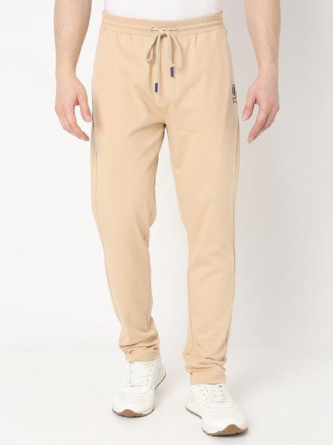 underjeans by spykar beige regular fit lounge pants