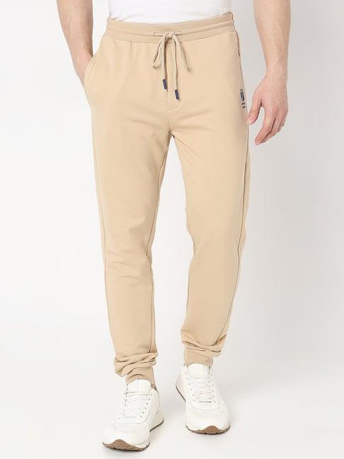 underjeans by spykar beige regular fit lounge pants