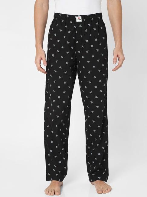 underjeans by spykar black printed pyjamas