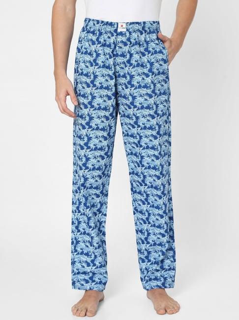 underjeans by spykar blue printed pyjamas