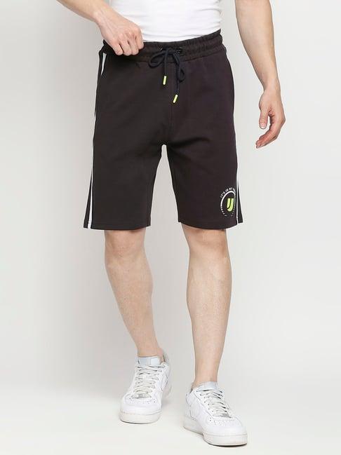 underjeans by spykar brown cotton regular fit shorts