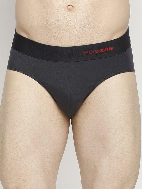 underjeans by spykar dark grey regular fit briefs