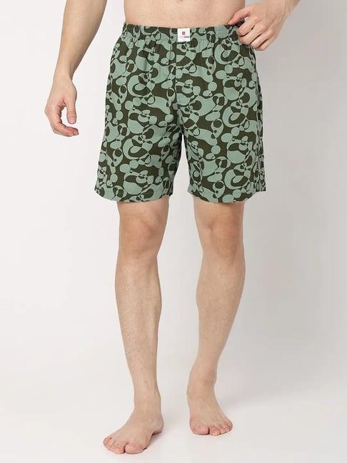 underjeans by spykar green printed boxer shorts