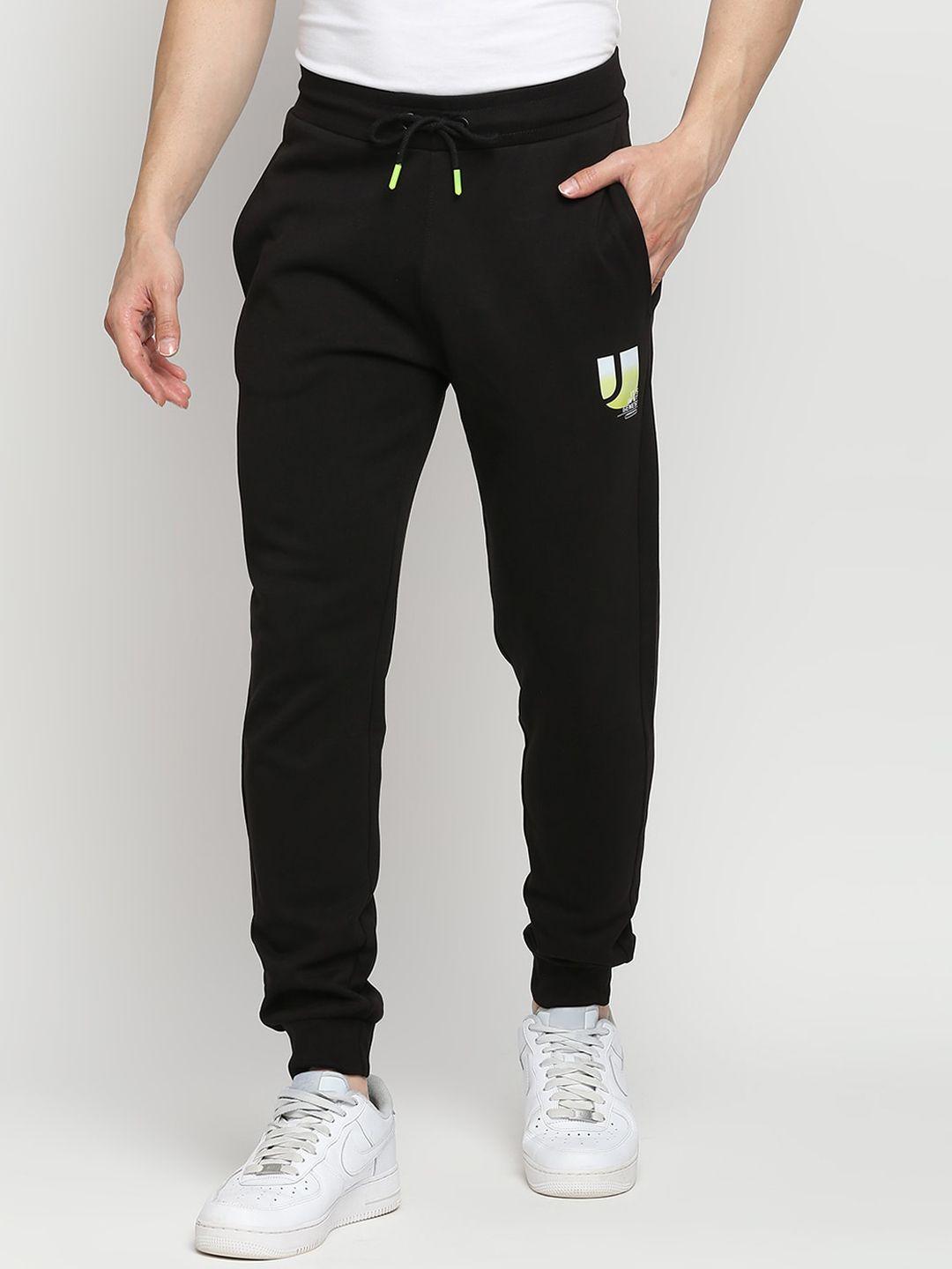 underjeans by spykar men black solid joggers