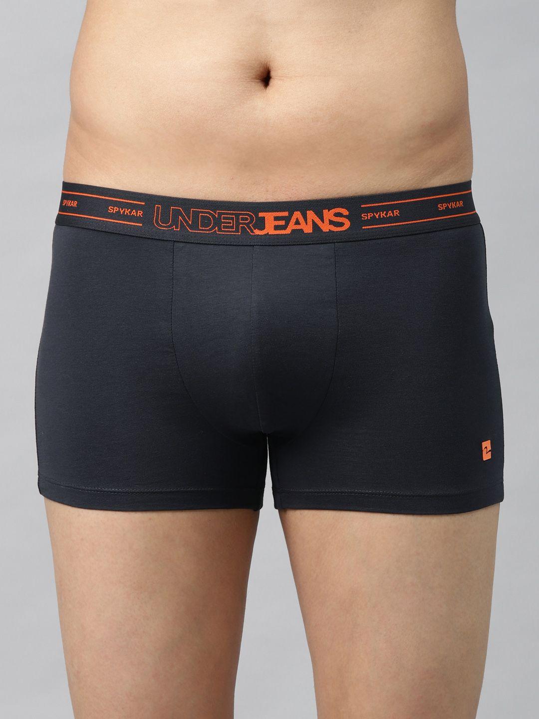 underjeans by spykar men charcoal grey solid trunks 8907966424456