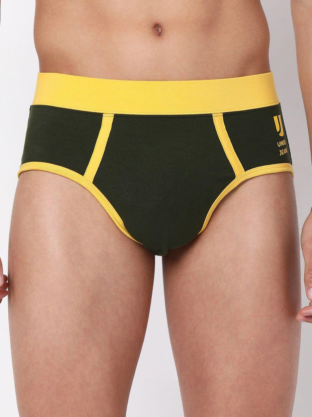 underjeans by spykar men colourblocked mid-rise basic briefs