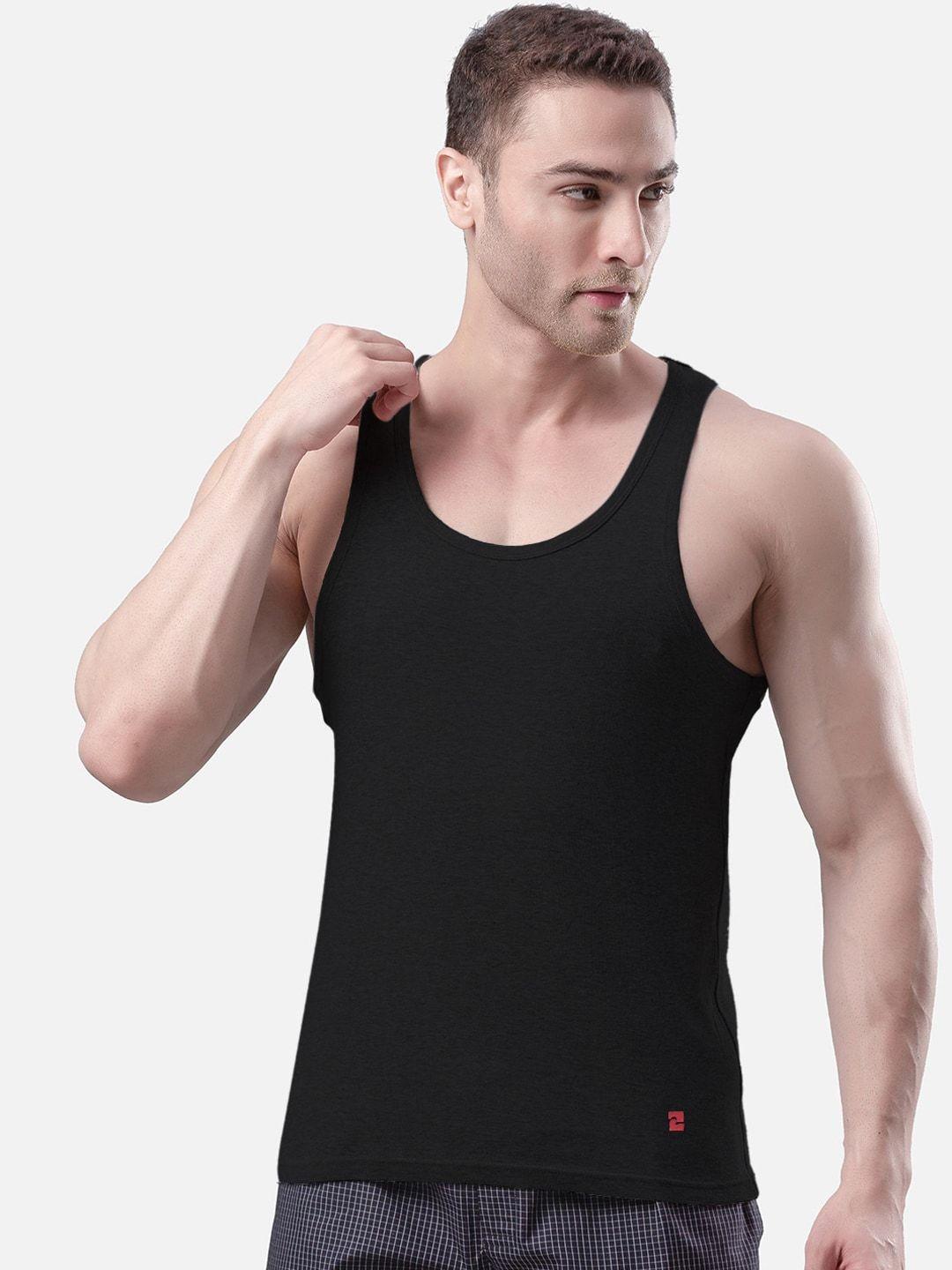 underjeans by spykar men cotton blend black vest