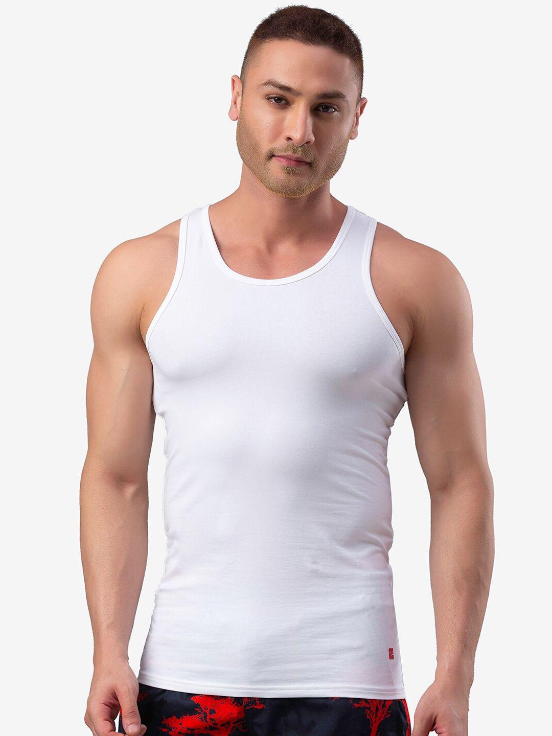 underjeans by spykar men cotton blend white vest