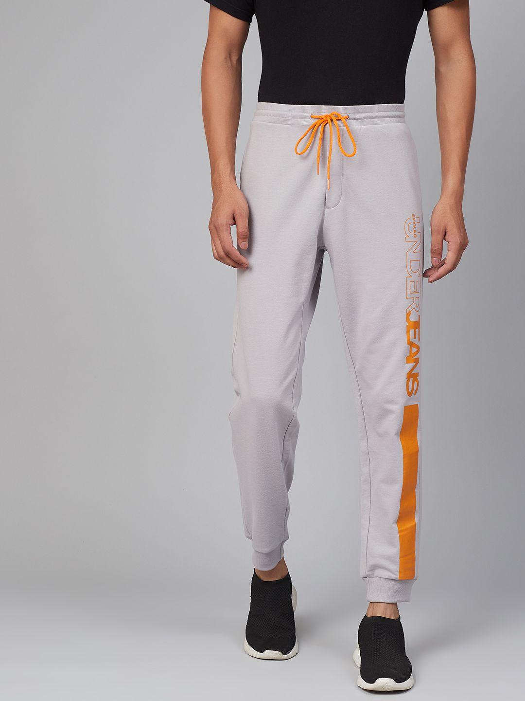 underjeans by spykar men grey printed detail joggers