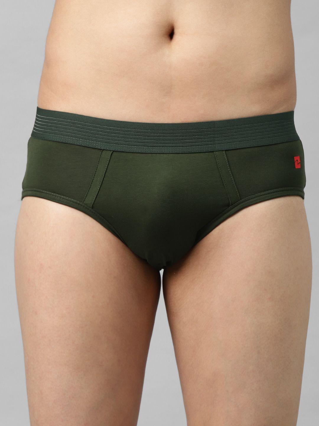 underjeans by spykar men olive green solid briefs 8907966435704