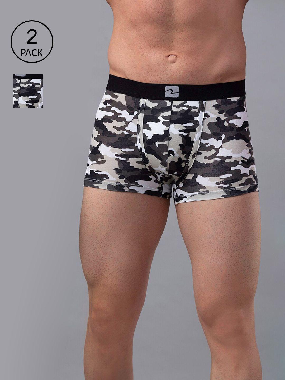 underjeans by spykar men pack of 2 camouflage printed cotton blend trunks ujnptc024camo 1