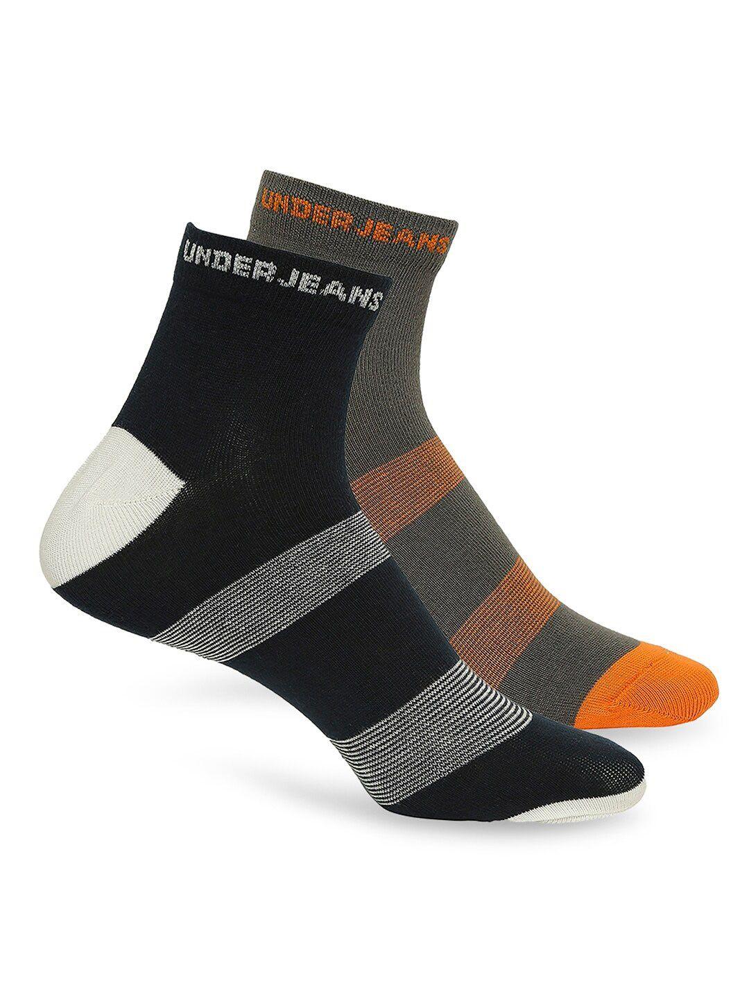 underjeans by spykar men pack of 2 patterned cotton ankle length socks