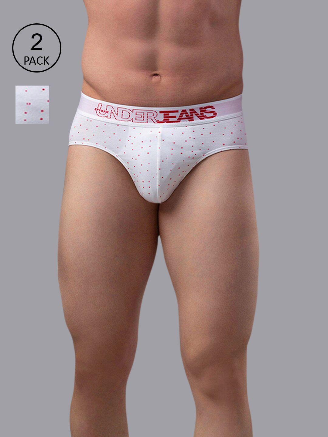 underjeans by spykar men pack of 2 printed cotton blend basic briefs ujnpbc033