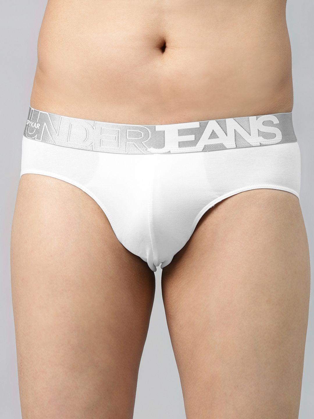 underjeans by spykar men white solid basic briefs 8907966421950