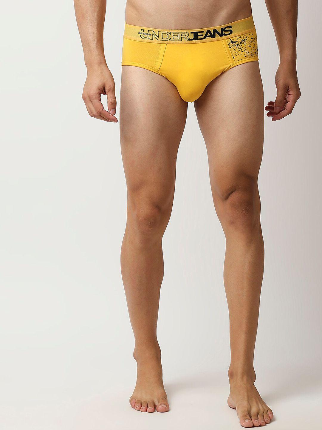 underjeans by spykar men yellow solid basic briefs ujnpbs019yellow