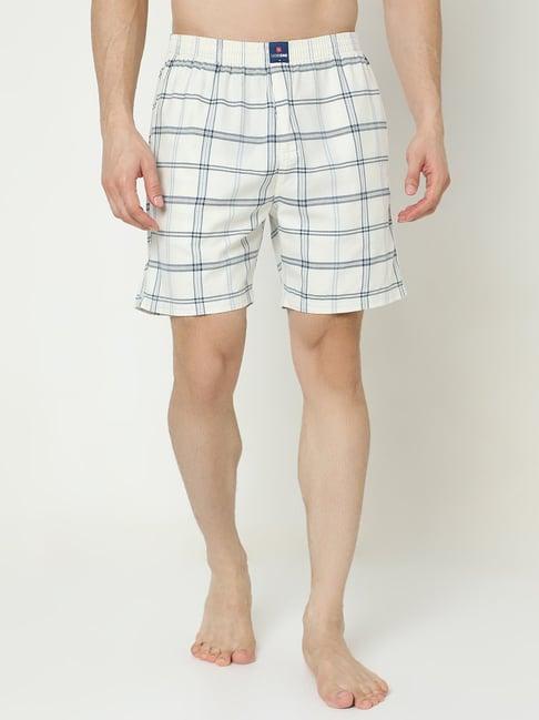 underjeans by spykar off white check cotton boxers