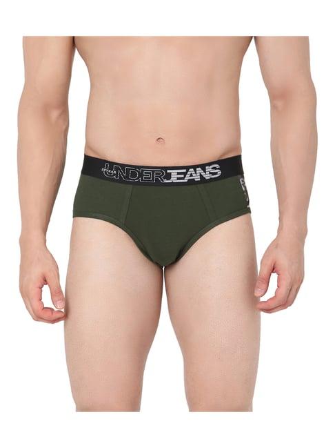 underjeans by spykar olive printed briefs