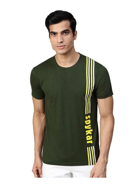 underjeans by spykar olive striped t-shirt