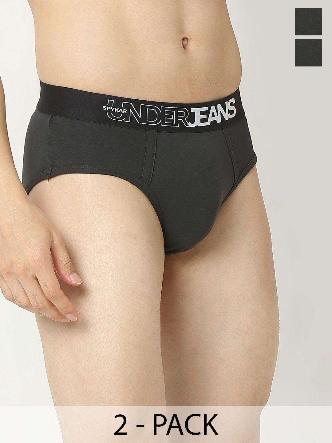 underjeans by spykar pack of 2 basic briefs ujnpbc055oliveolive